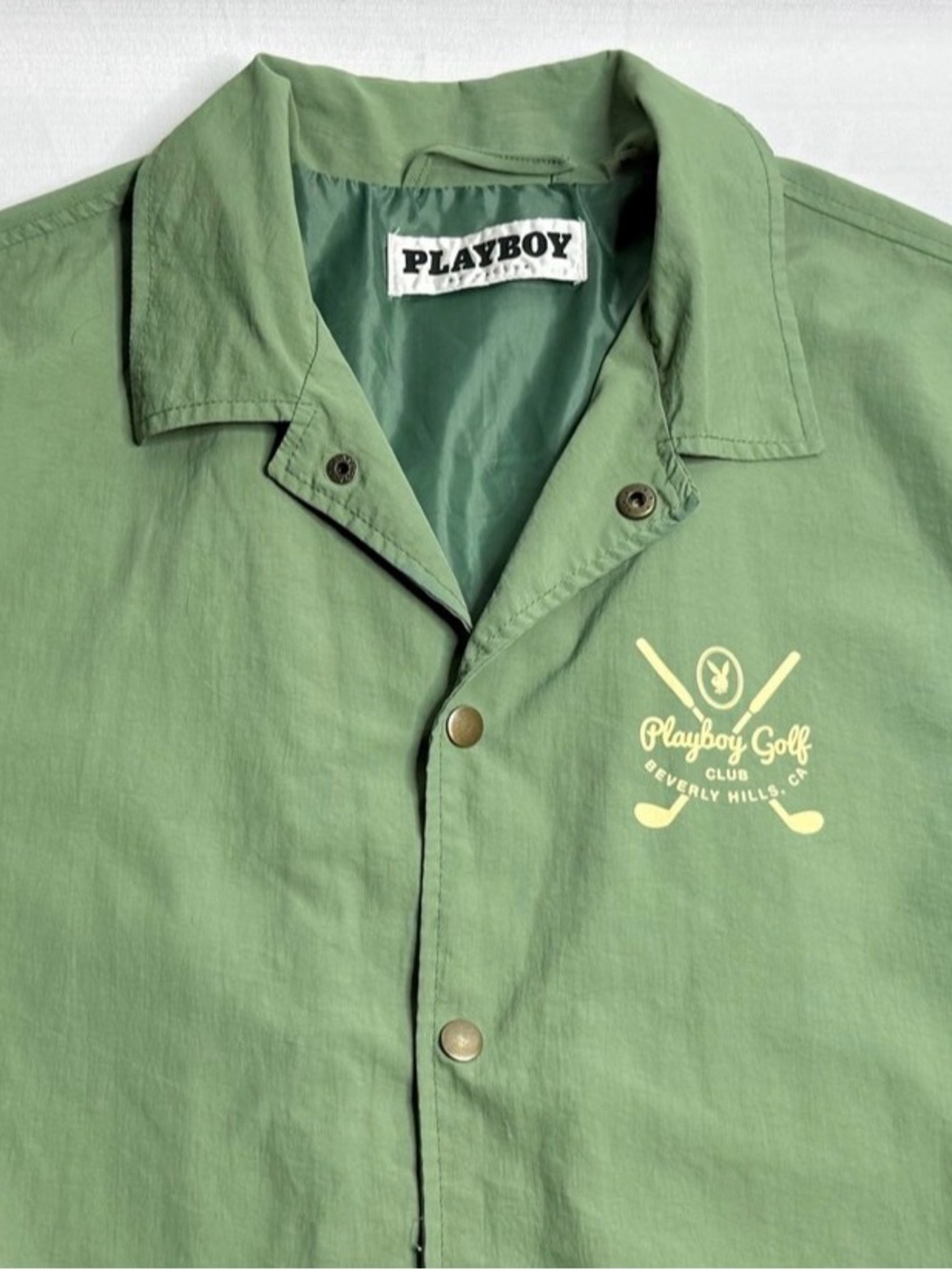 Playboy Men’s Clubs Coaches Green Jacket Lightweight Medium - Picture 2 of 11